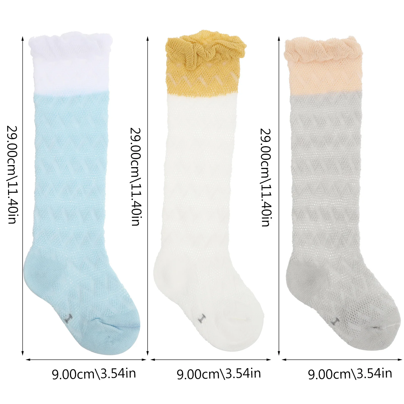 3 คู่ถุงเท้าเด็กชุดสบายน้ำหนักเบาถุงเท้าเด็กสูงถึงเข่าถุงเท้ายาวระบายอากาศได้สำหรับวันหยุดของขวัญวันเกิด