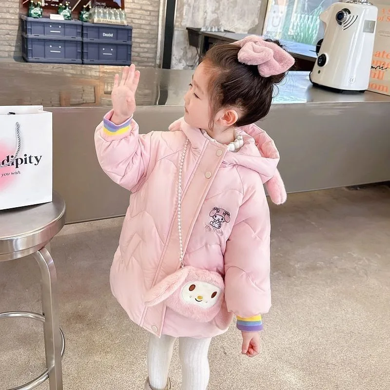 

Girly Heart My Melody Anime Kawaii Sanrio Cotton Padded Winter Clothes Cute Cartoon Jackets Thickened Coat Gifts for Kids