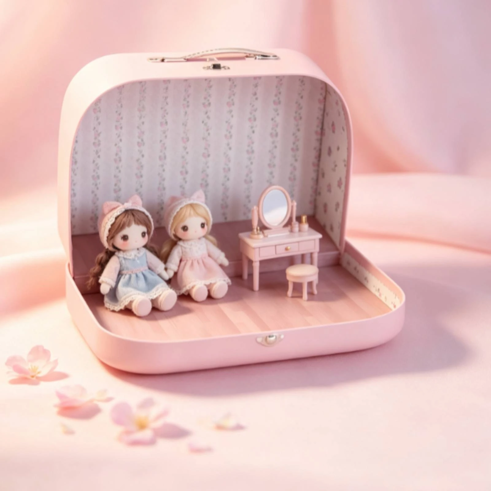Suitcase Dollhouse Compact Mini Suitcase with Handle Dollhouse with Handle Cute Display Box Realistic for Collectors