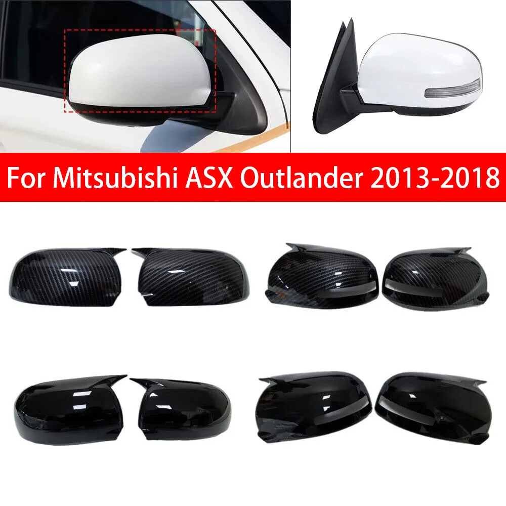 

For Mitsubishi ASX Outlander 2013-2018 Car Sticker Rearview Side Mirror Cover Wing Cap Exterior Door Rear View Case Trim Carbon