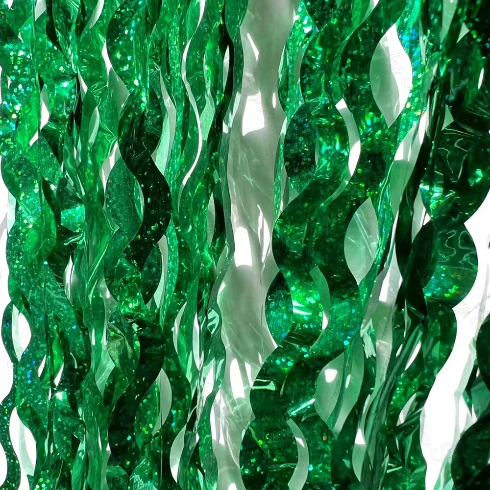 1/2 Packungen Wellenförmige Glitzervorhänge für Geburtstagsdekoration, Laser-Glitzerfransen, Regenbogen-Folien-Hintergrundvorhänge für Weihnachtsdekoration – Detail 10
