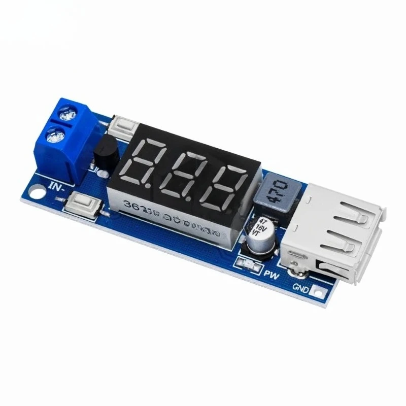 1PCS  DC DC Step Down Module Two-wire Voltmeter 5 V USB Charger or Power Supply Input 4.5V-40V Output 5V/2A