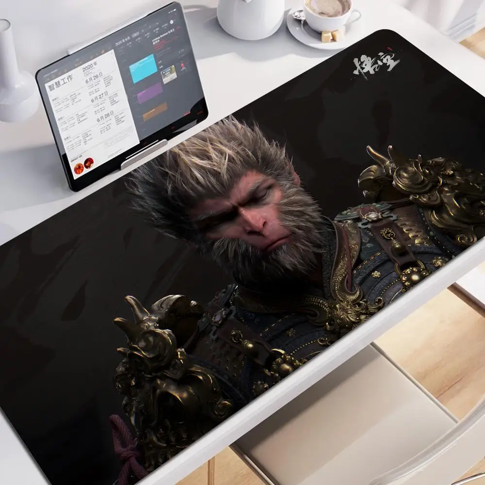 

Большой игровой коврик для мыши Black Myth Wukong, коврик для механической клавиатуры, настольный коврик с аниме-дизайном, с прошитыми краями, большой настольный коврик