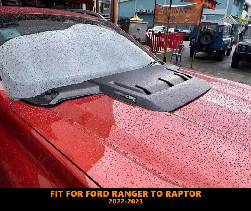 ABS Black Bonnet Scoop Bonnet Hoot Front Car Cover Seven Styles Fit For Ford Ranger Refit To Raptor 2022-2023