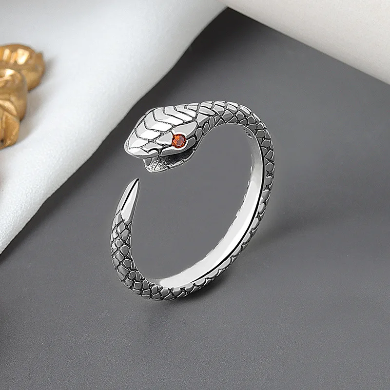 Cute Snake Rings Gothic Men Women Winding Snake Ring Jewelry Unique Red Eye Adjustable Open Ring кольц