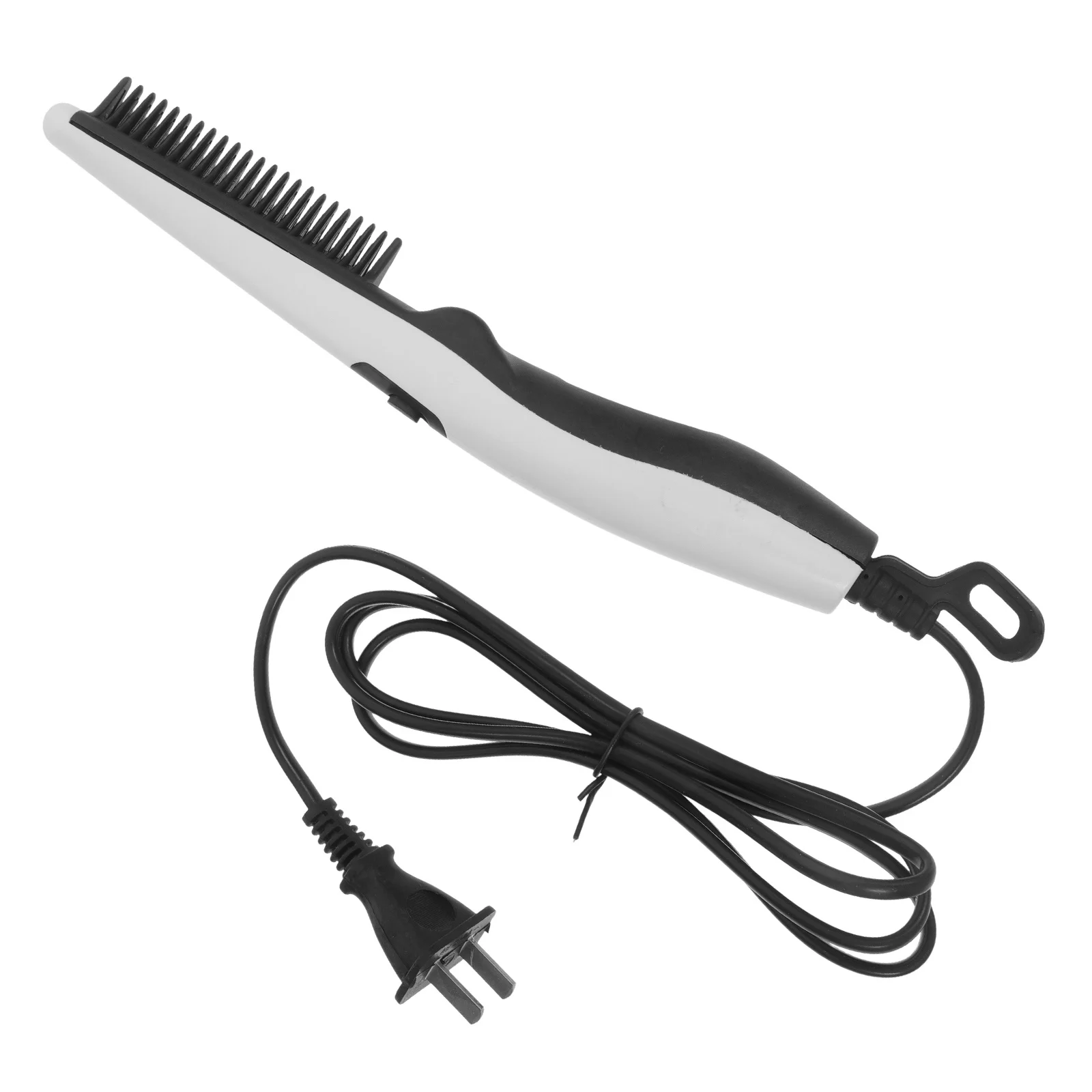 

1pc Electric Beard Comb White Portable Hair Straightening Brush Fast Heating 20S Safe Rubber