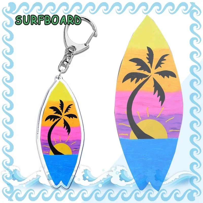 Beach Surfing Surfboard Keychains for Accessories Bag Bicycle Pendant Keyring Jewelry Fans Creative Beach Travel Gift Chaveiro