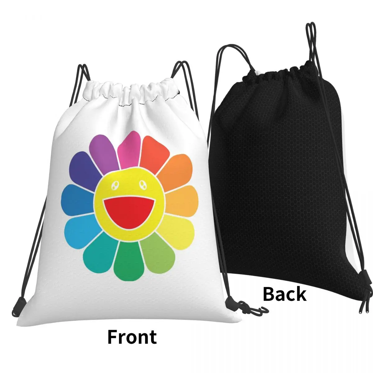 Takashi Murakami Flower Backpacks Portable Drawstring Bags Sundries Bag Book Bags for Man Woman School
