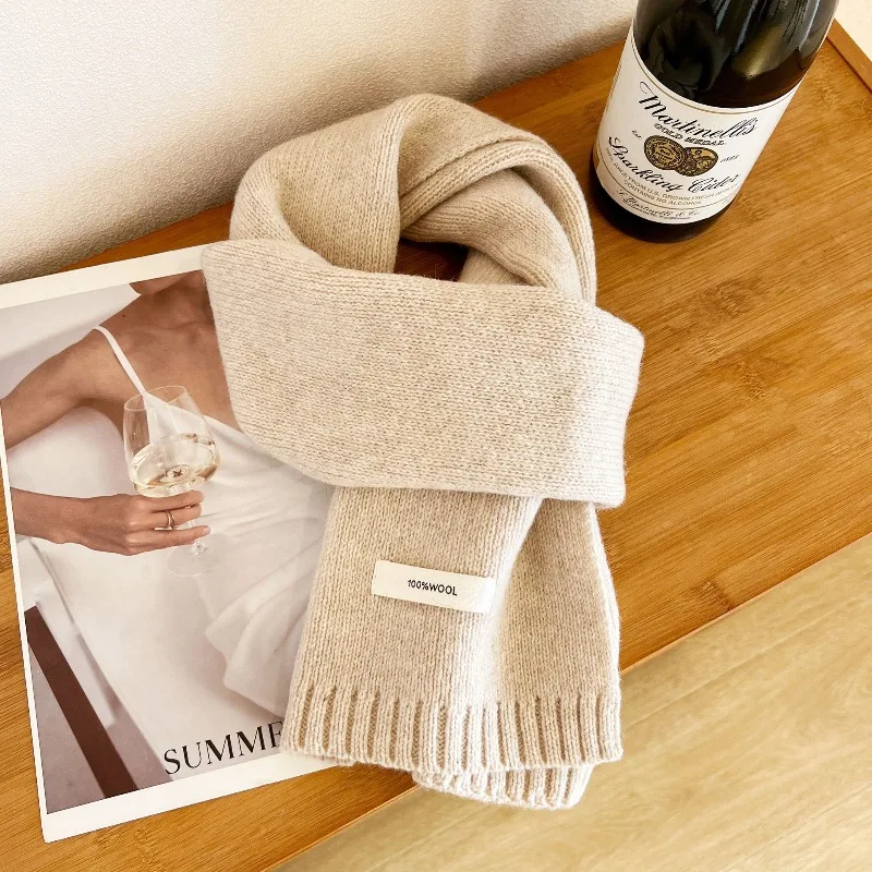 Bufanda de nuevo estilo para hombres y mujeres, color puro, fácil de combinar, bufanda de punto cálida para el invierno