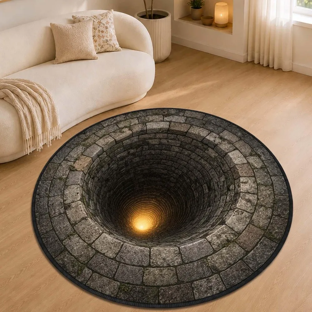 3D Halloween Area Rug Vortex Ghost Pumpkin Round Carpet For Living Room Sofa Bedroom Bedside Hallway Laundry Office Home Decor