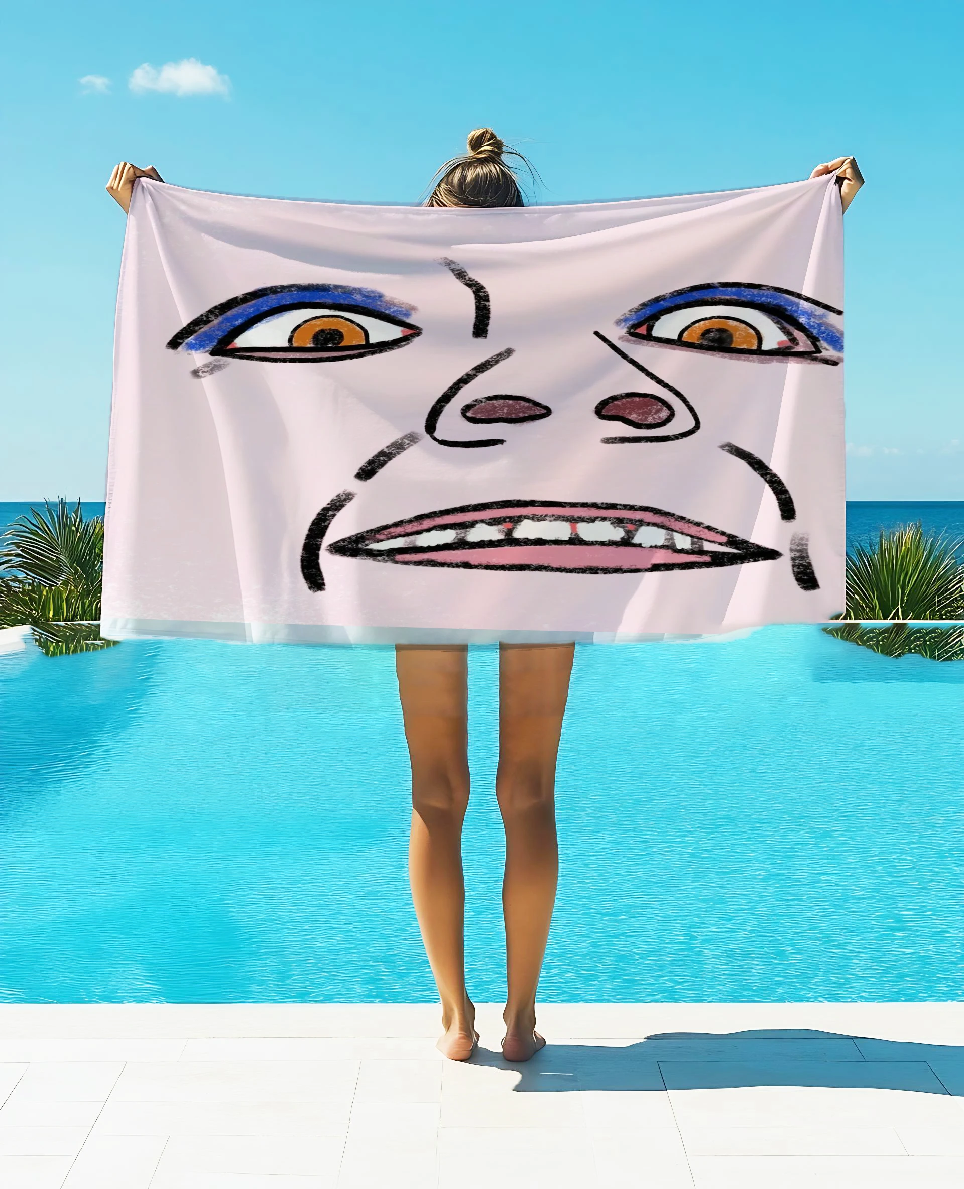 

30 × 60 см/75 × 150 см забавное выражение мягкое полотенце с принтом фланелевое быстросохнущее двустороннее бархатное впитывающее полотенце для мытья лица