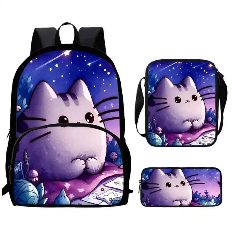 Mochila infantil de dibujos animados Pusheen con bolsillo frontal, bolsos de hombro, bolsas de lápices para niños y niñas de 5 a 10 años, el mejor regalo