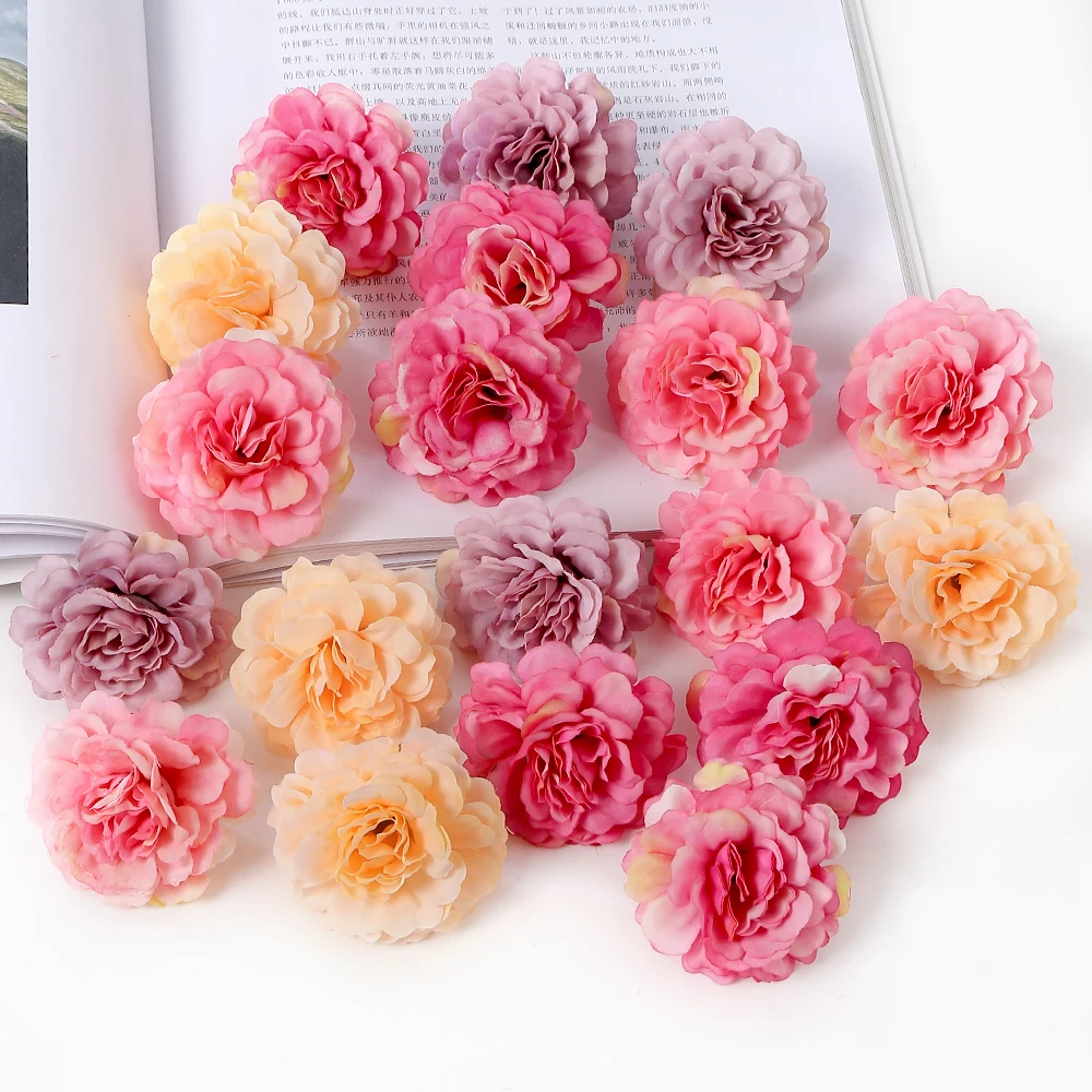 Sztuczne kwiaty róży kwiaty ze sztucznego jedwabiu głowa do wystroju domu ogród małżeństwo dekoracje ślubne akcesoria do wieńca panny młodej — zdjęcie 3