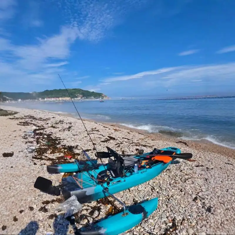 LLDPE Modular Kayak Canoe w/Pedal & Electric Drive, Fishing Boat Adjustable Seat Hard Shell Portable Roll-Molded Raft #4