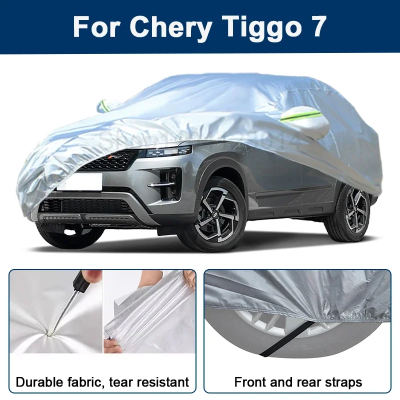 

Outdoor Full Car Cover For Chery Tiggo 7 with Reflective Strips Waterproof Snowproof Dustproof UV Protection Auto Accessories