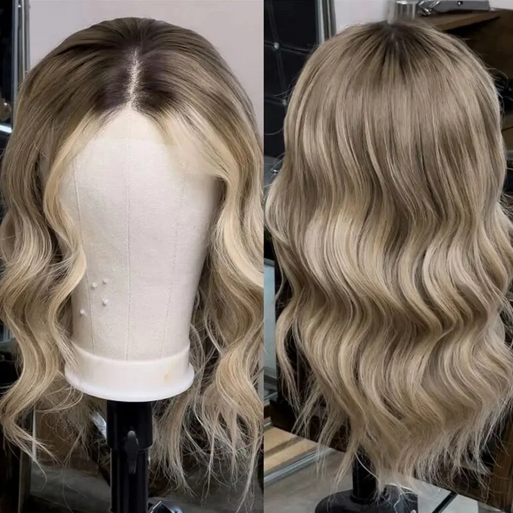 

Luxury Wig Chestnut Brown Highlight Shoulder Synthetic Lace Top Wigs Body Wave Heat Resistant Hair Costume Woman Cosplay Wigs