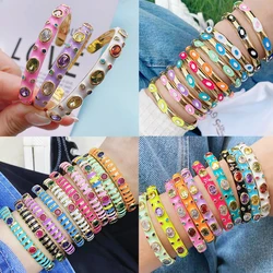 Fashionable Multicolor Gold Plated Gemstone Charm Bangle,Fine Colorful Enamel Open Adjustable Bracelet Jewelry Supply  Q35