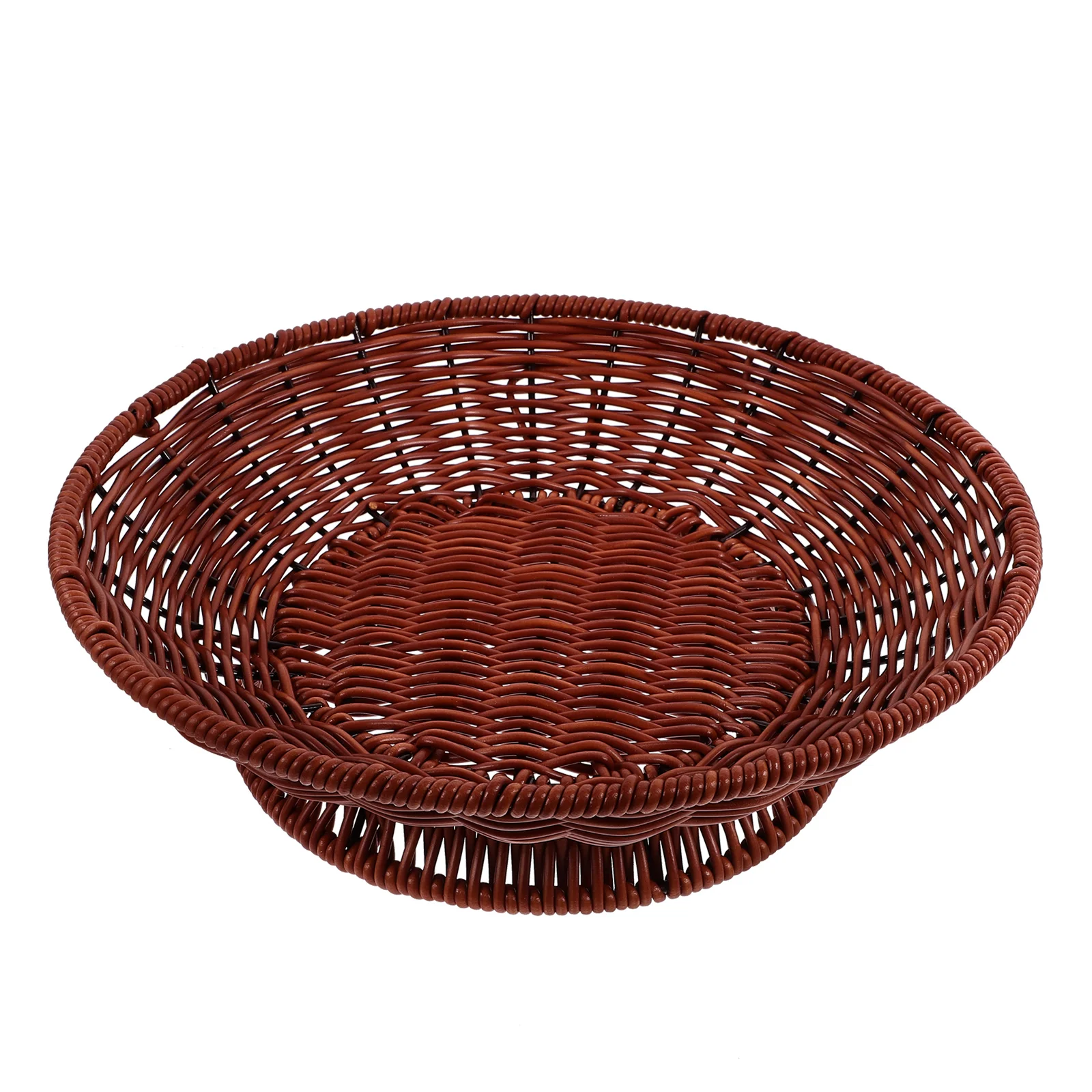 

Imitation Rattan Plate Cake Dish Food Tray Footed Bowl Modern Dessert Serving Small Size Smooth Surface Exquisite Appearance