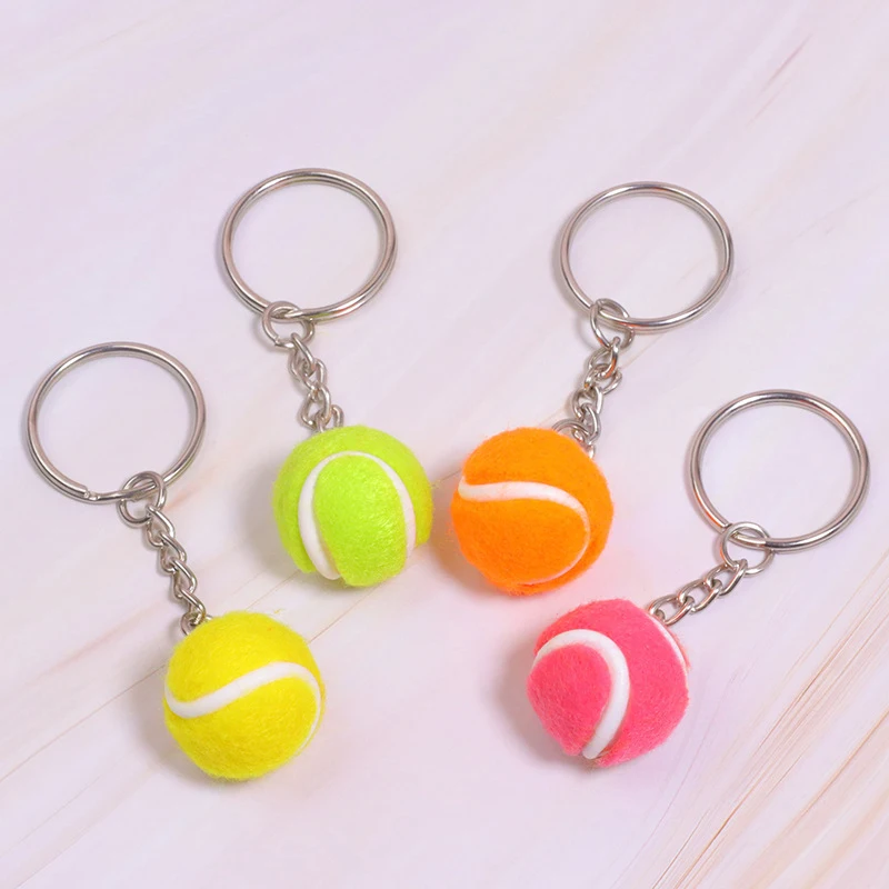 6 Color Key Chain Tennis Ball Metal Keychain Car Key Chain Key Ring sports chain sliver color pendant Hot Selling