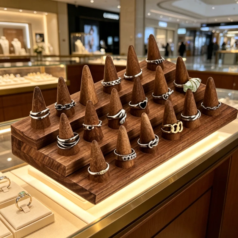 18 Fingers Wood Ring Stand 3 Tiers Rings Jewelry Storage Box Shows Decorative Lightweight Ring Holder Organizer Display Stand