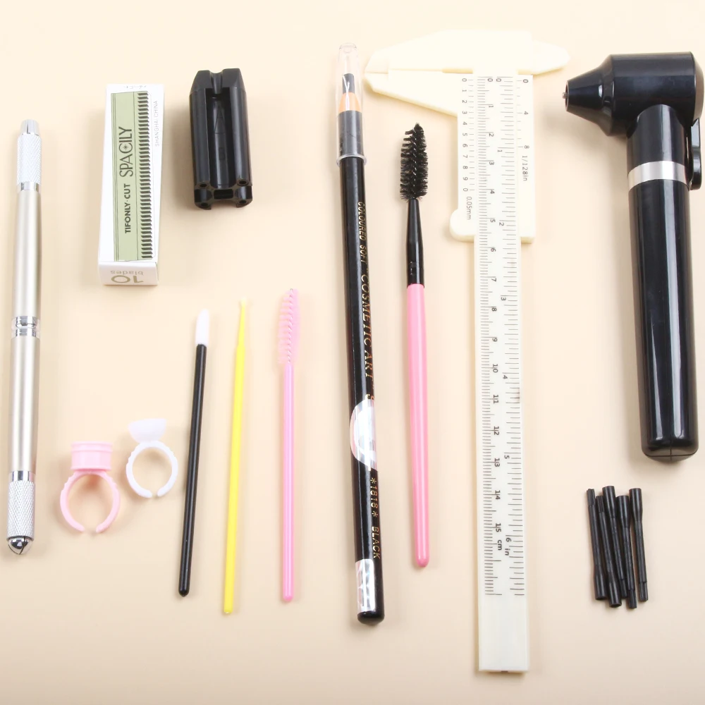 

Microblading Supplies Set Pigment Mixer+Plastic ruler +Eyebrow Pencil +Eyebrow Brush +Pigment Ring +Eyebrow Pencil Sharpener