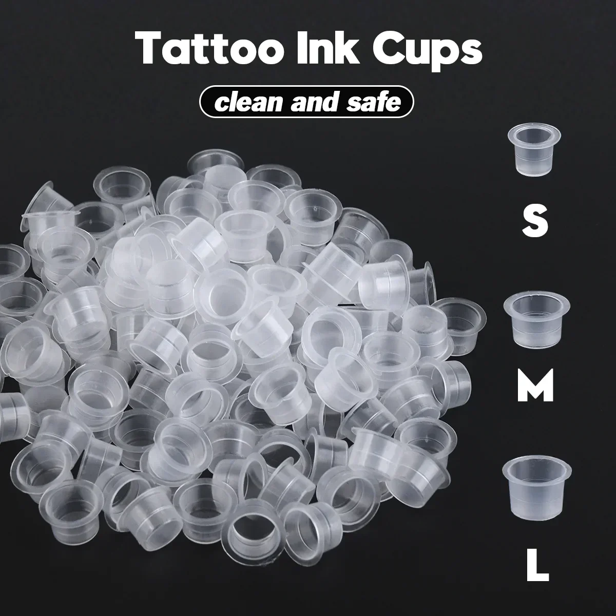 1000/500/100pcs Plastic Tattoo Ink Cups Caps Pigment Microblading Holder Container 8mm 11mm 15mm Size For Tattoo accessories