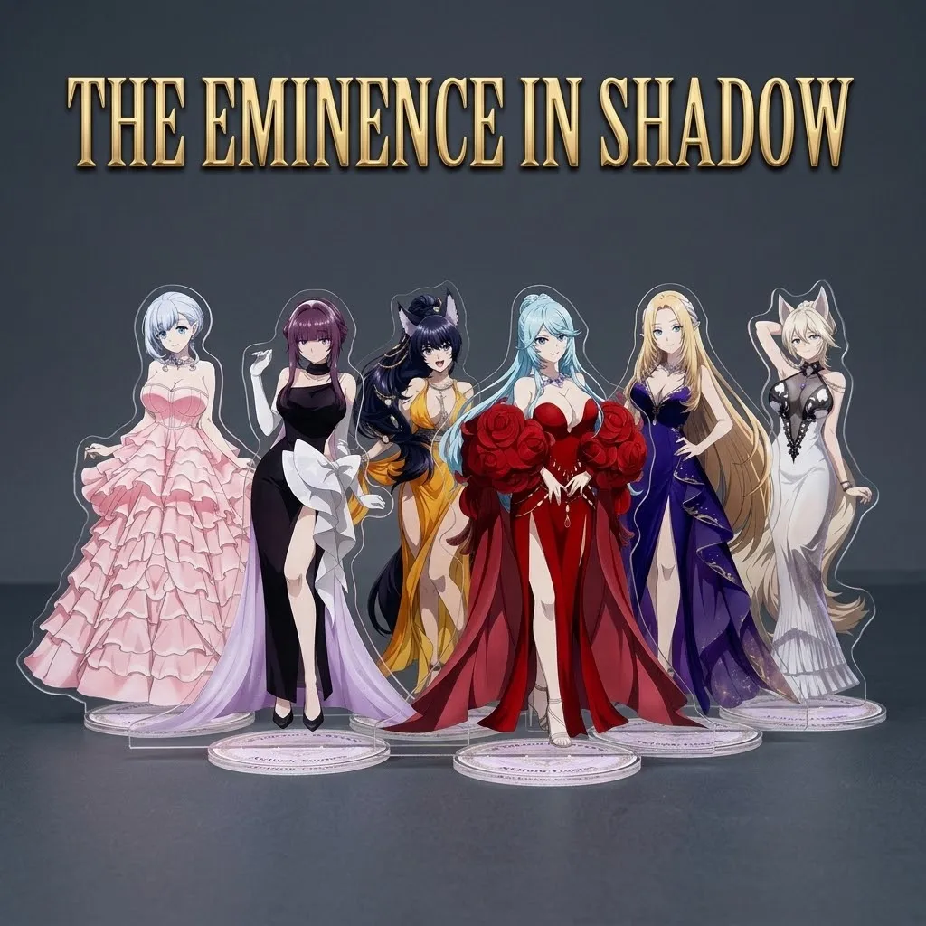New Anime The Eminence In Shadow Evening Dress Character Alpha Beta Gamma Epsilon Acrylic Stand Keychain Fans Collection Desk