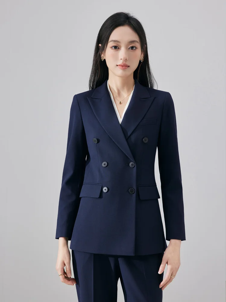Gray Suit Set Women's Business Professional OL Career Interview Commute Formal Western Jacket Outfit Slim Fit Long Sleeve Button