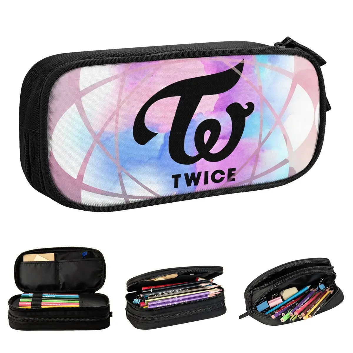 Twice Logo Kpop Pencil Cases Fashion Korean Music Pen Pencil Bags Student Big Capacity School Supplies Cosmetic Pencil Box