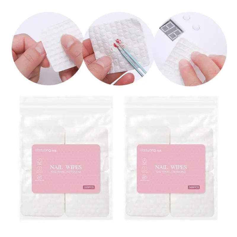 200/500 Pcs Nail Cotton Polish Remover Gel Clean Manicure Napkins Pedicure Lint-Free Wipes Cleaner Paper Pads Manicure Tool