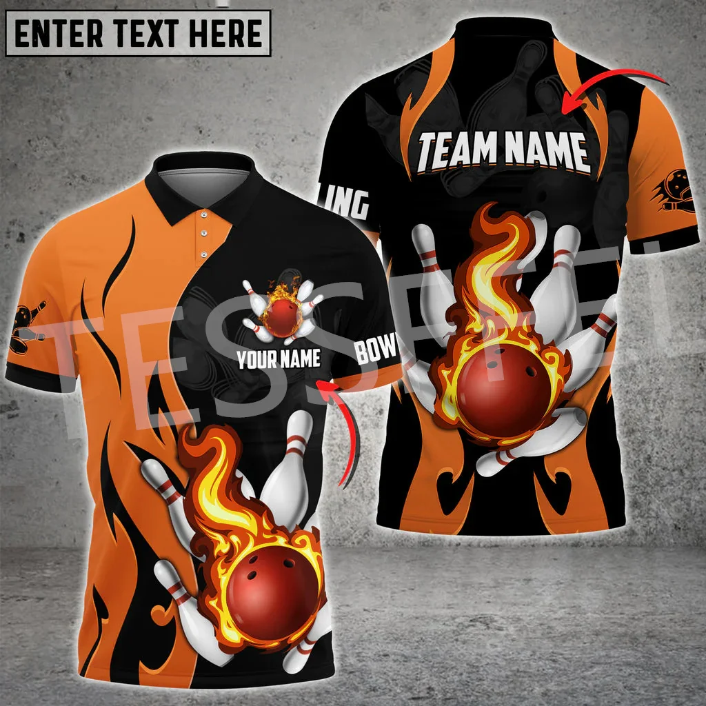 Custom Name Bowling Player Sports Game Vintage 3DPrint Harajuku Polo Shirts Causal Summer T-shirts Streetwear Short Sleeves N-8