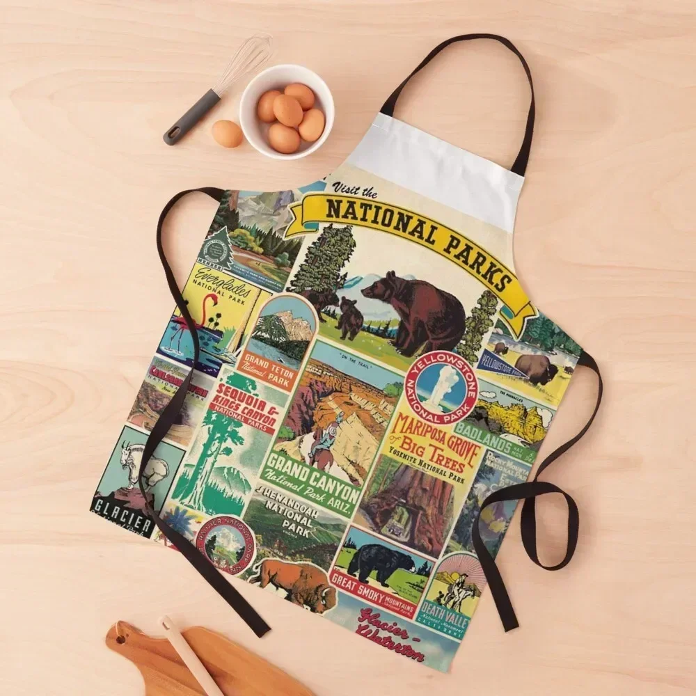 

National Parks Popular Visit Apron Customizable Woman japanese woman Ladies Kitchen Tools Accessories Apron