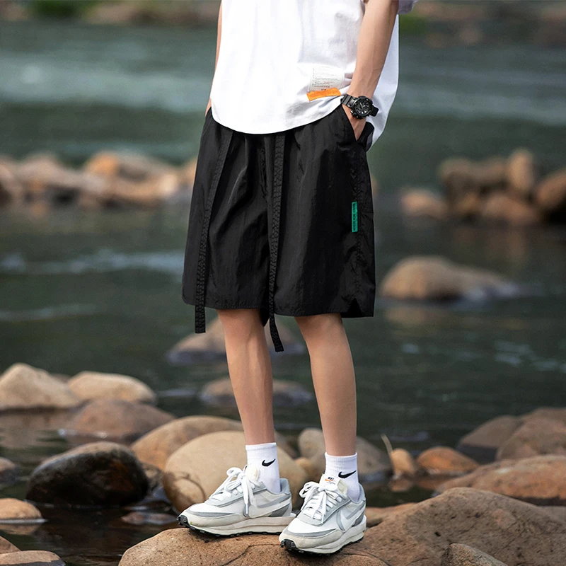 LAPPSTER-Youth Ribbons Japanese Streetwear Cargo Shorts Y2k Summer Korean Fashions Black Gym Shorts Pocket Casual Running Shorts