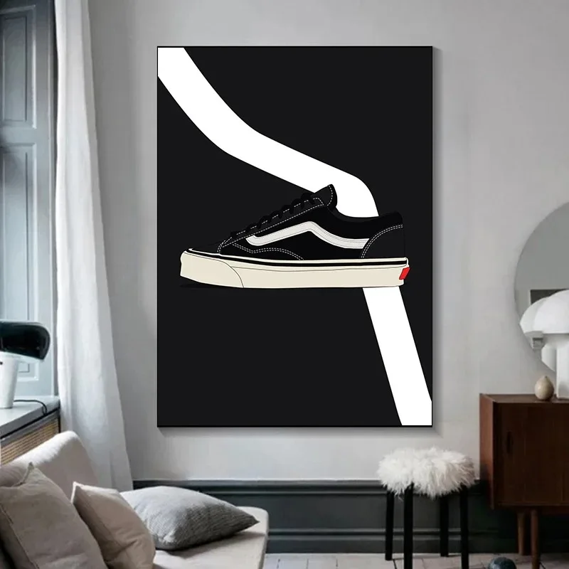 Sports Shoes Fun Fashion Shoes Wall Art Oil Painting Nordic Posters and Living Room Prints Home and Bedroom Decoration