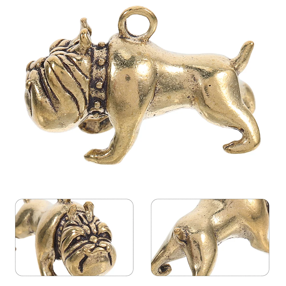 2 Pcs Bulldog Keychain Brass Pendant Charm Personality Hanging Ornament Animal Shape Decor