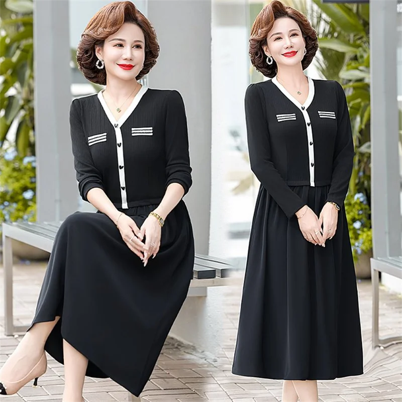 Vintage Frühjahr und Herbst Chiffon Midi Kleid Elegante Revers langen ärmeln Frauen Büro Party Casual Chic Bodycon Vestidos