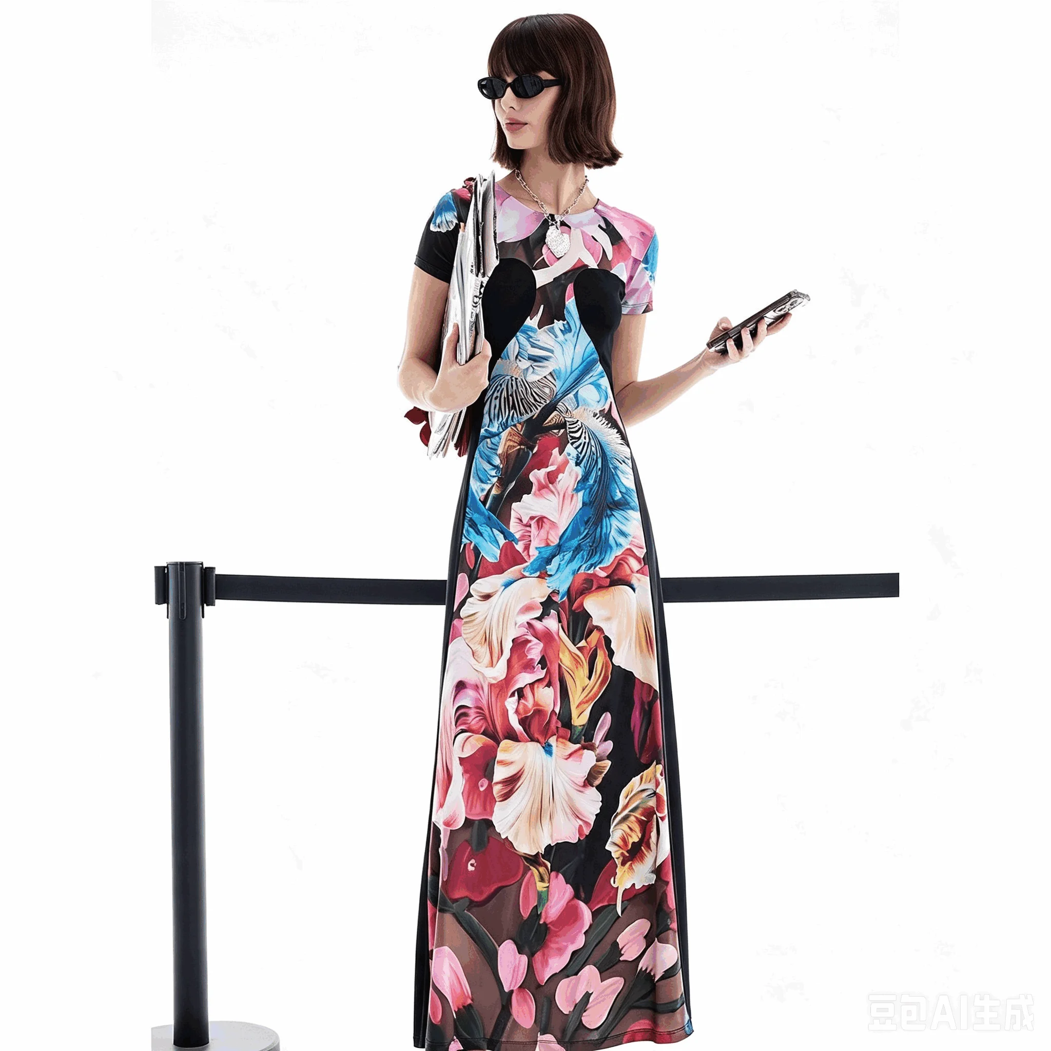 Spanien Original Neues Produkt Kleid mit Blumenstickerei im Bohemian-Stil Design Langes Kleid Schlanke Passform Sexy – Detail 4