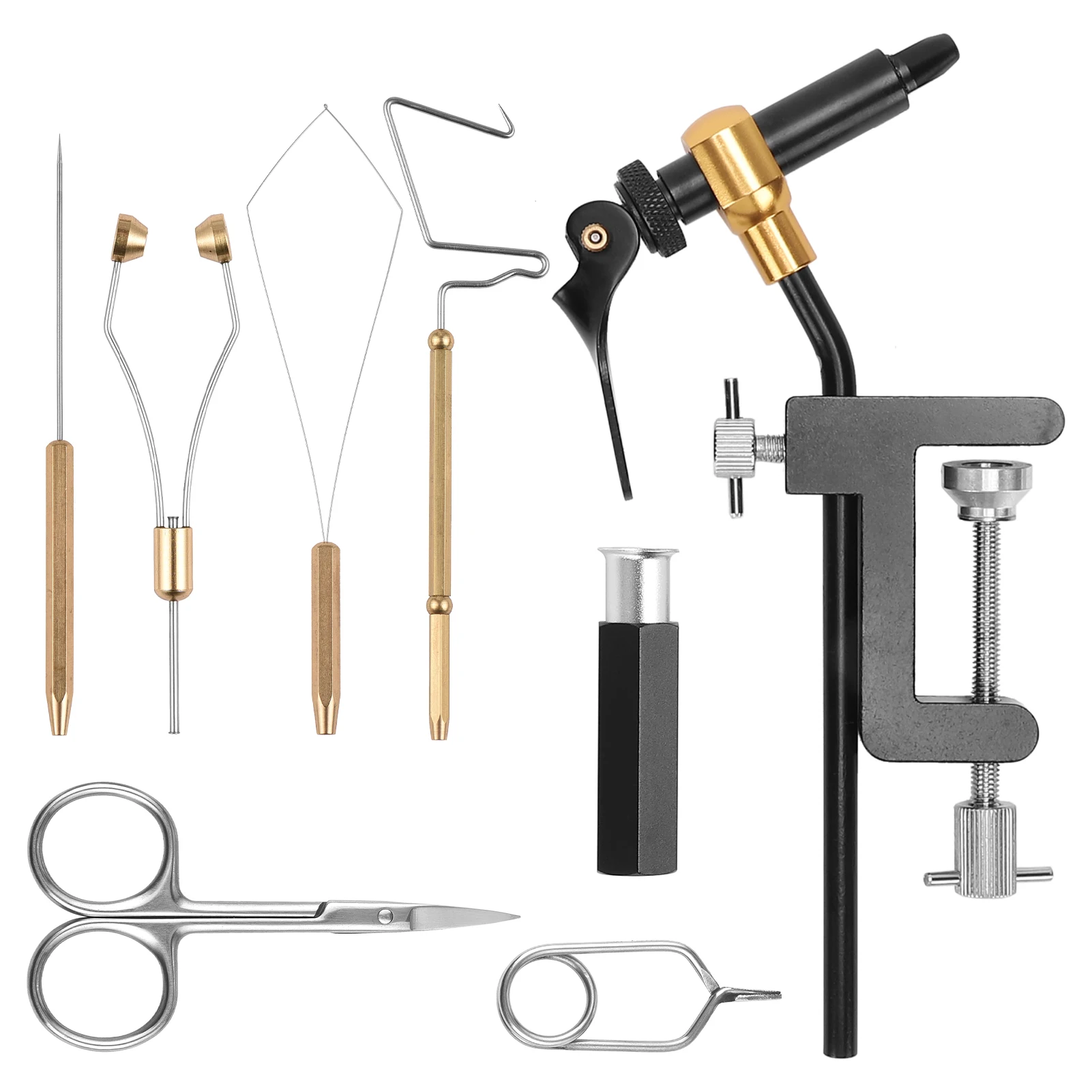 

8 шт., набор инструментов для ловли нахлыстом, портативный компактный набор инструментов для завязывания мушек с шпульной нитью, финишер для легкого завязывания узлов