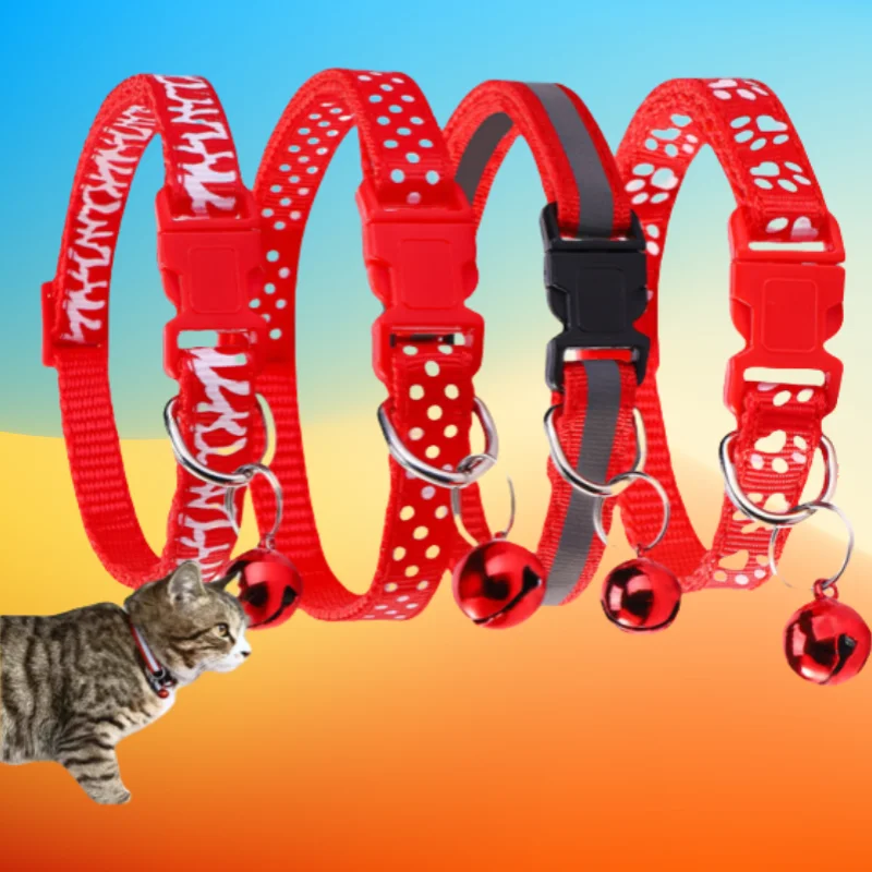 

4 шт./компл. ошейник для домашних животных с колокольчиком, милое ожерелье для маленьких собак и кошек, безопасная пряжка, мягкий удобный ошейник