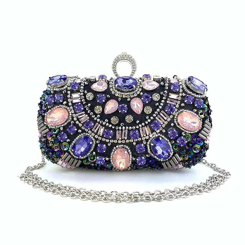 Bohemia Beading Evening Clutch Bag Contrast Colors Summer Hand Bags Wedding Bridal Party Purse Clutch Purse Pochette Femme 2021