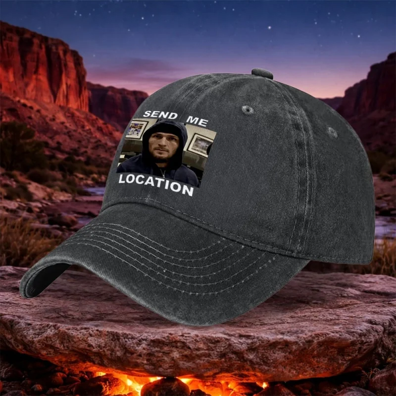 Khabib Expression Retro Washed Baseball Cap Unisex Black Casual Outdoor Sports Cap for Travel Camping Fishing