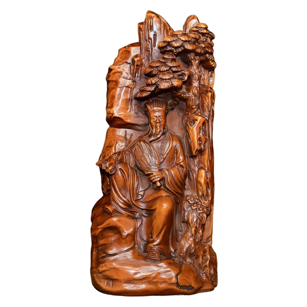 Statue en bois Vintage sculptée, Figurine artisanale, décor de sagesse, maladroit, priorité, ingénitude, Acumen, discernement, Sagilité, Tact