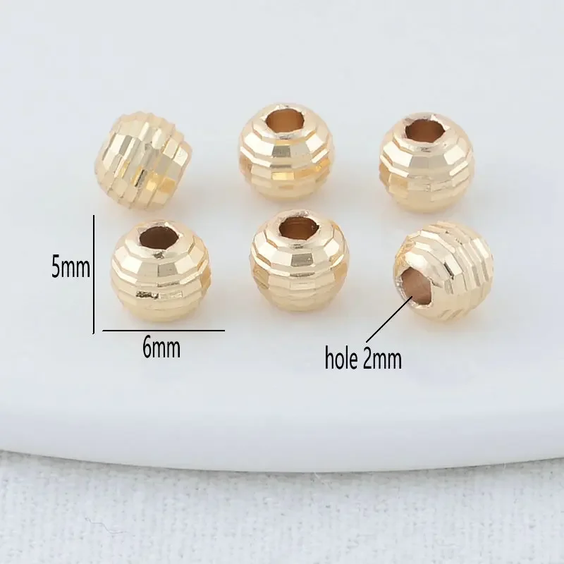 20PCS 5*6MM 14K Gold Color Brass Round Beads Spacer Beads Bracelet High Quality Diy Jewelry Accessories