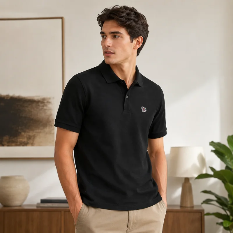 Herren Sommer Baumwolle 100% Poloshirt, Besticktes Kurzarm-T-Shirt mit Kragen, Business Casual Atmungsaktive Herrenbekleidung Oberteile – Detail 2