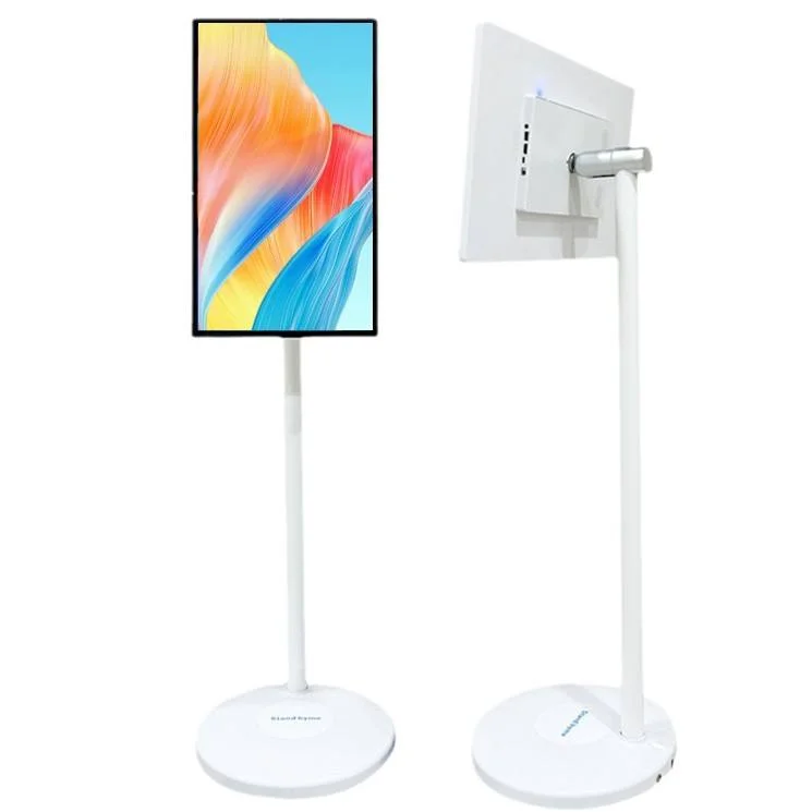 32-Inch Smart Portable LCD TV with Capacitive Touch Android 12 & SDK White Cabinet Indoor Rolling TV Wireless C2-Type