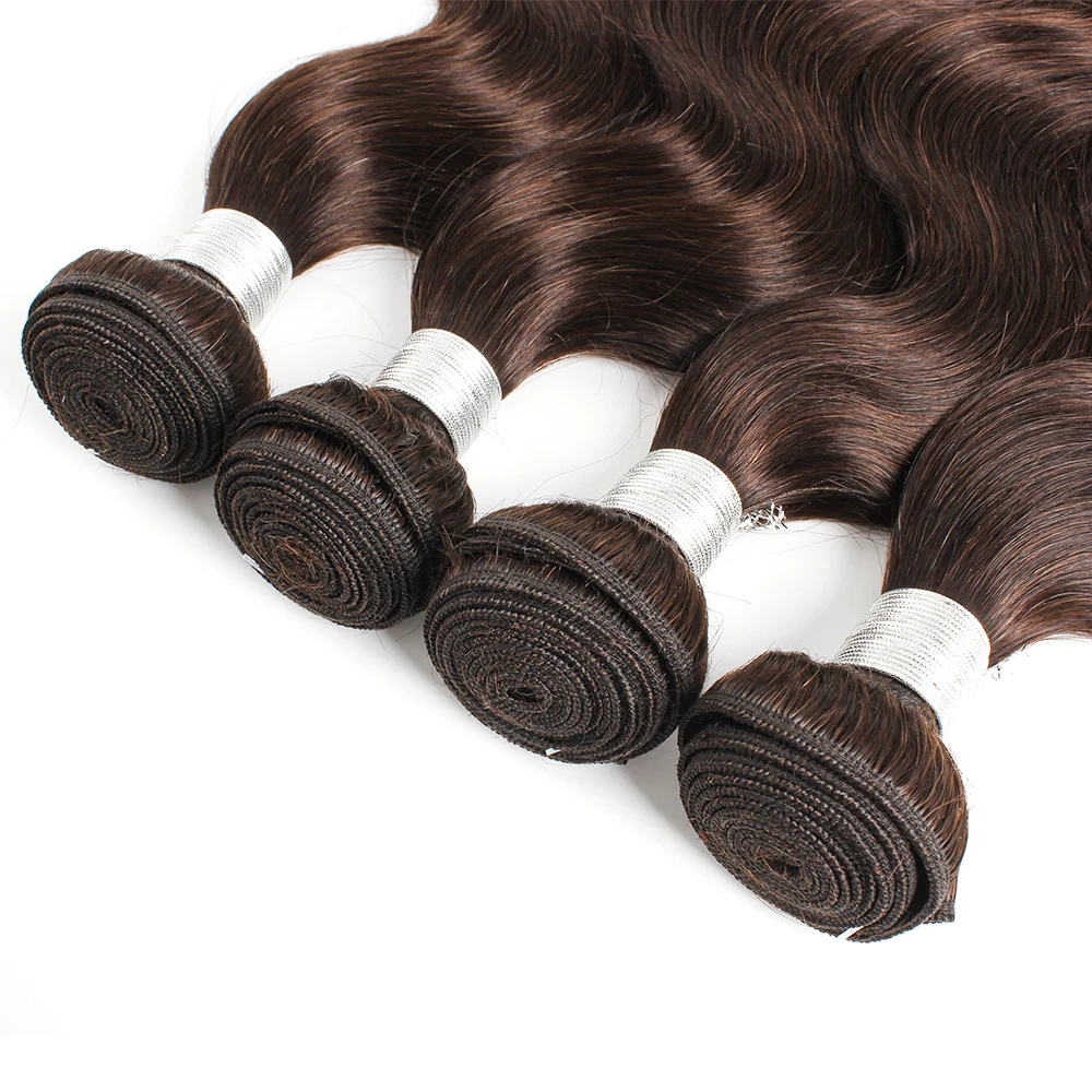 Color #2 Darkest Brown 4 Bundles Body Wave Remy Indian Human Hair Extension 400g/Lot Thick Ends Wefts