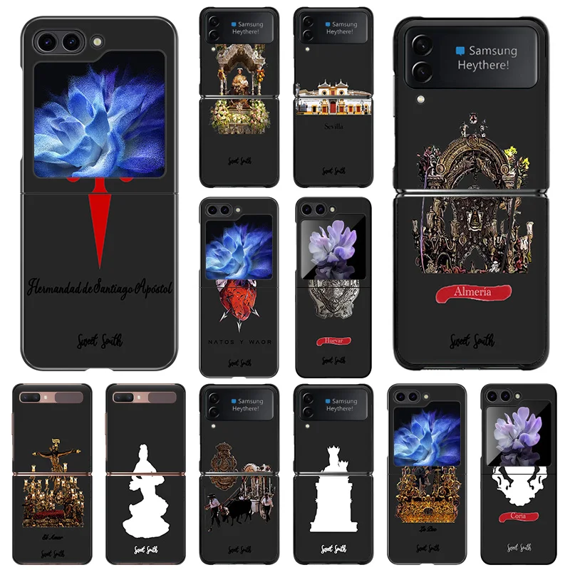 For Samsung Galaxy Z Flip6 Flip5 Flip3 Flip4 Virgin Mary Jesus Church Hard Black Shockproof ZFlip6 5G Phone Shell Case Cover