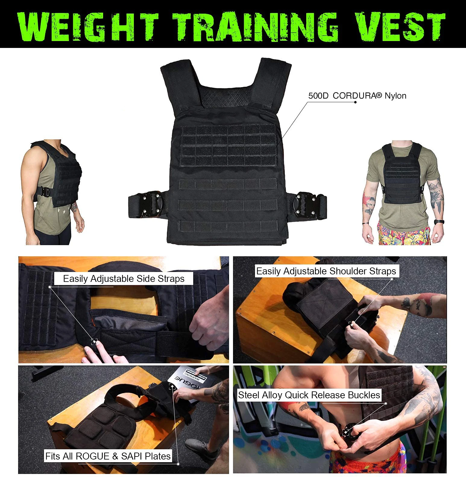 سترة وزن تكتيكية قابلة للتعديل بسهولة للتدريب في صالة الألعاب الرياضية 20 كجم سترة وزن الوزن للتدريب على القوة وتدريبات كروسفيت