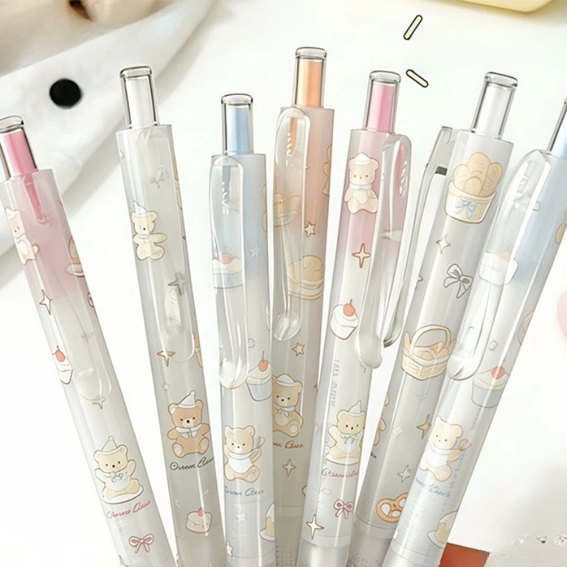 

Набор из 4 гелевых ручек с мультяшными медведями, 0,5 мм, быстросохнущие, черные чернила, для студентов, милые, для плавного письма, канцелярские товары для экзаменов