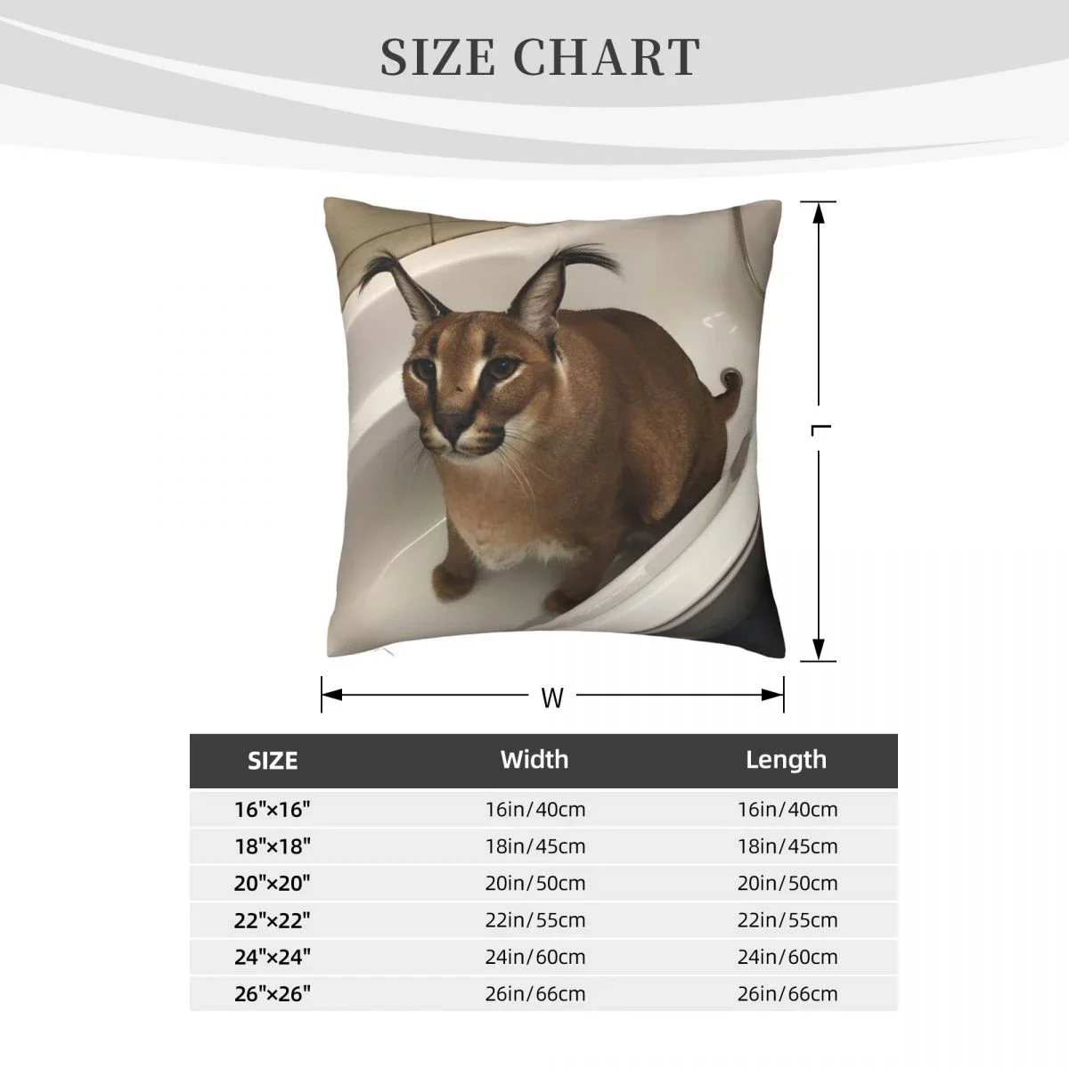 Floppa Cute Meme Cushion Cover 40x40 Home Decor - Funny Caracal Cat Throw Pillow Case for Living Room - Housse De Coussin